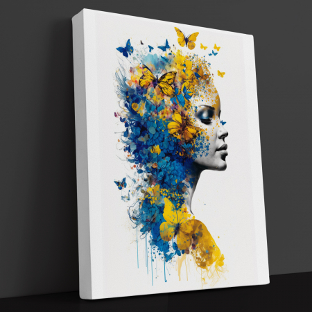 Tablouri Canvas Art - Tablou Canvas Art watercolor Femeie Fluturi 60 x 40 cm