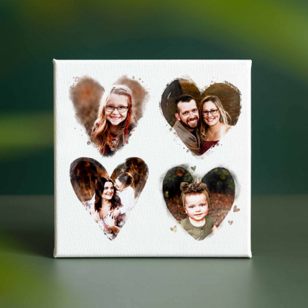 Tablouri Canvas - Tablou canvas personalizat model watercolor cu 4 poze  heart