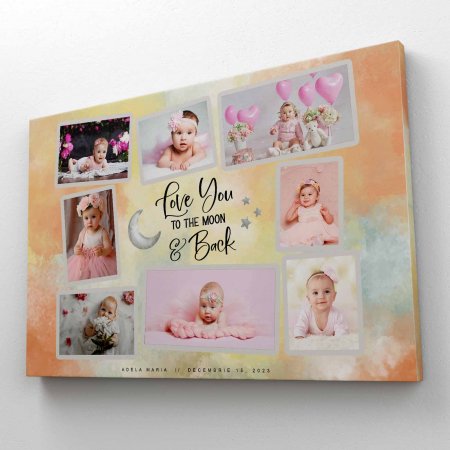 Tablouri Canvas - Tablou canvas personalizat colaj 8 poze si text  moon love