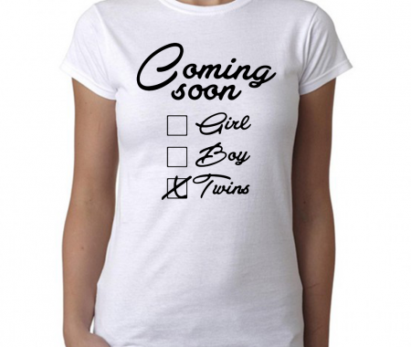 Tricouri de Gravide - Tricou COMMING SOON TWINS