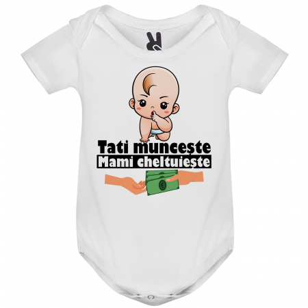 Tricouri Amuzante - Tricou Tati munceste Mami cheltuieste