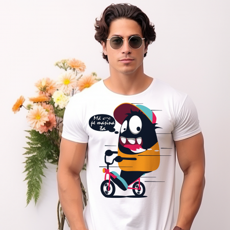 Tricouri Amuzante - Tricou MONSTER ON THE BICYLE