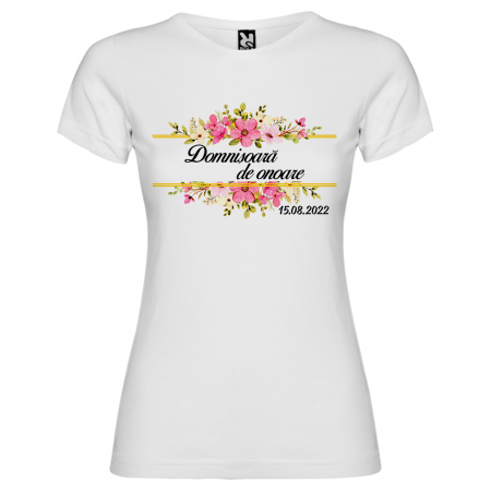 Tricouri domnisoara de onoare - Tricou personalizat Domnisoara de onoare model floral 2