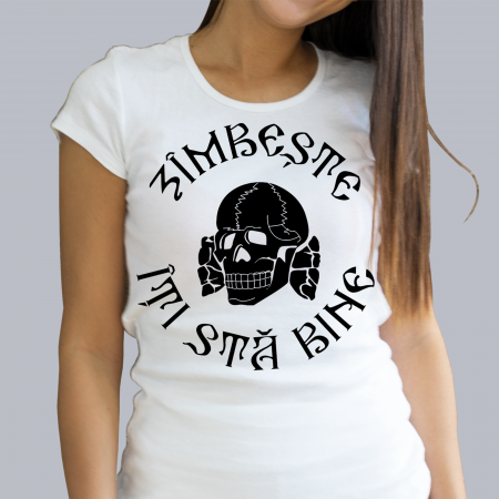 Tricouri Amuzante - Tricou ZAMBESTE ITI STA BINE SKULL