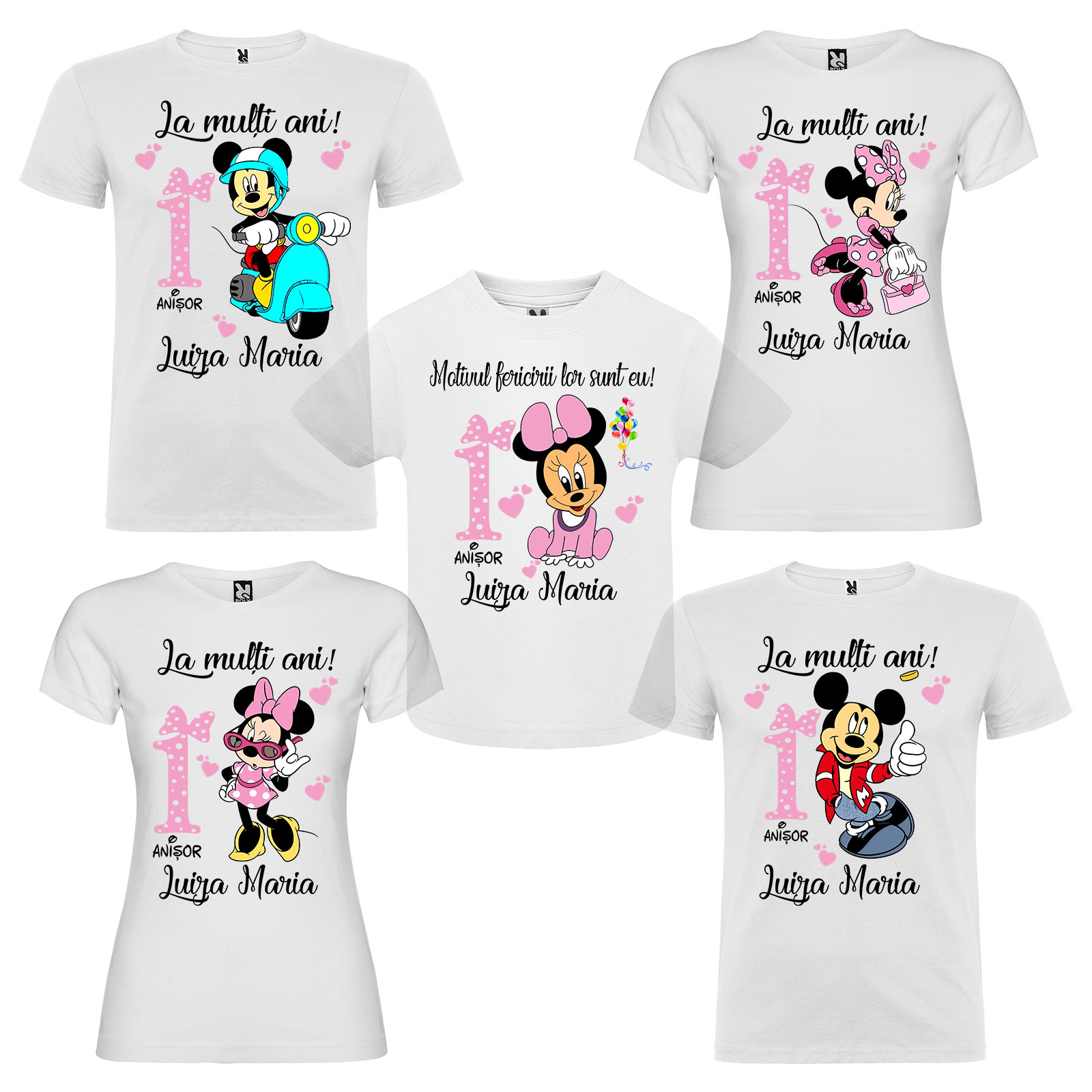 aesthetic hurt Looting Set de 5 tricouri aniversare pentru nasi,parinti si copil, personalizate cu  nume "La multi ani"