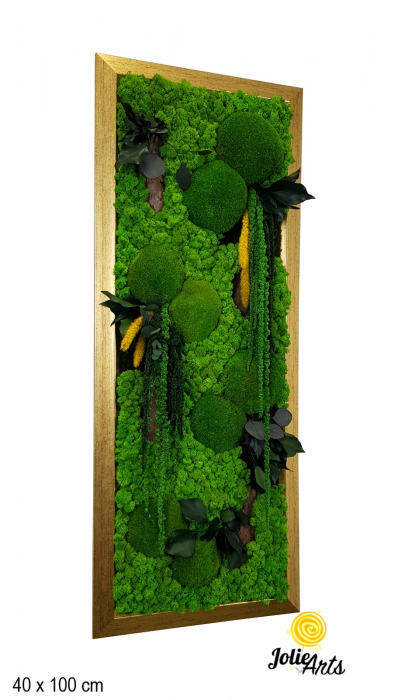 Tablou Amaranthus Verde Vertical – Ramă Patinată cu Auriu [2]