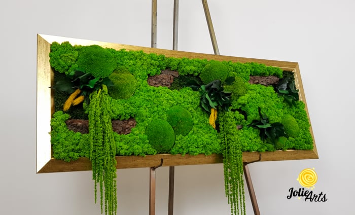 Tablou Amaranthus Verde Orizontal cu Ramă Patinată cu Inserții Aurii [9]