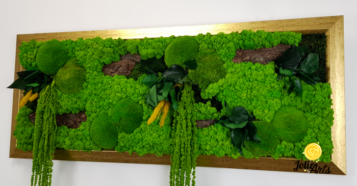 Tablou Amaranthus Verde Orizontal cu Ramă Patinată cu Inserții Aurii [7]