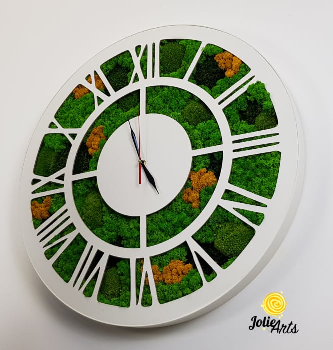 Ceas rotund licheni verzi și galbeni Jolie Arts [6]