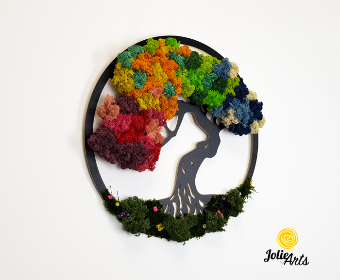 Copacul Vieții Multicolor cu licheni naturali stabilizați și flori decorative [3]