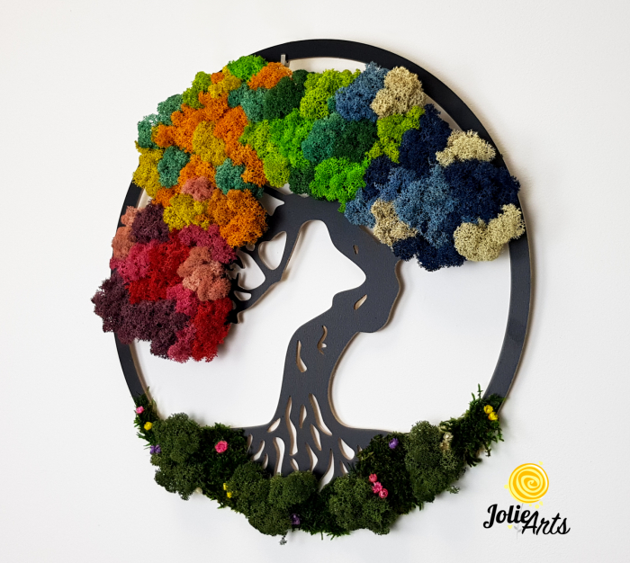 Copacul Vieții Multicolor cu licheni naturali stabilizați și flori decorative [5]