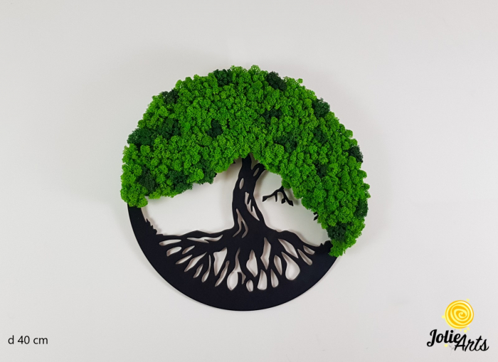 Copacul Vieții cu licheni stabilizați două nuanțe de verde – decor handmade natural [1]