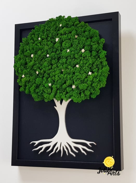 Copacul Vieții cu Licheni Natur – Ramă Neagră | Jolie Arts [5]
