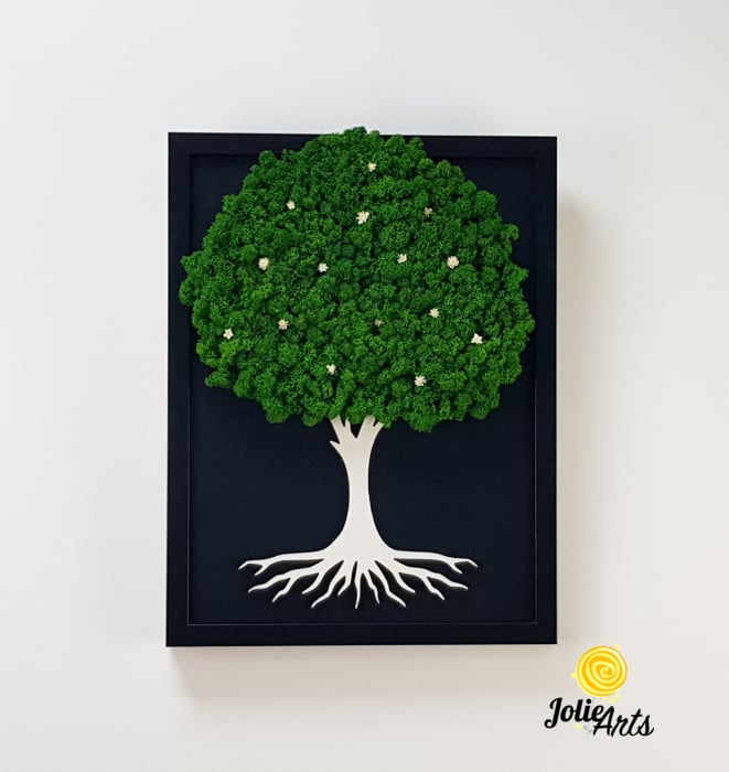 Copacul Vieții cu Licheni Natur – Ramă Neagră | Jolie Arts [3]