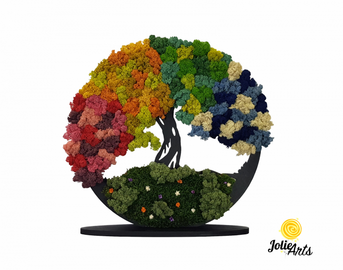 Copacul Vietii cu Suport, decorat cu licheni stabilizati colorati [1]