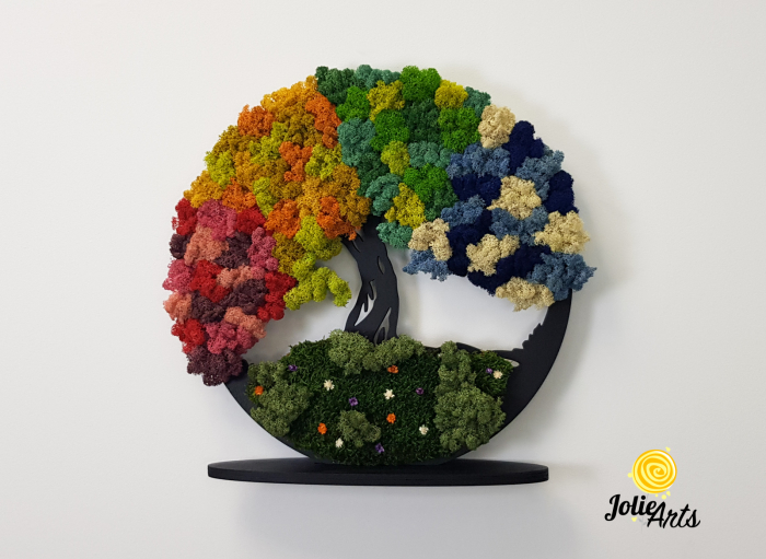 Copacul Vietii cu Suport, decorat cu licheni stabilizati colorati [3]