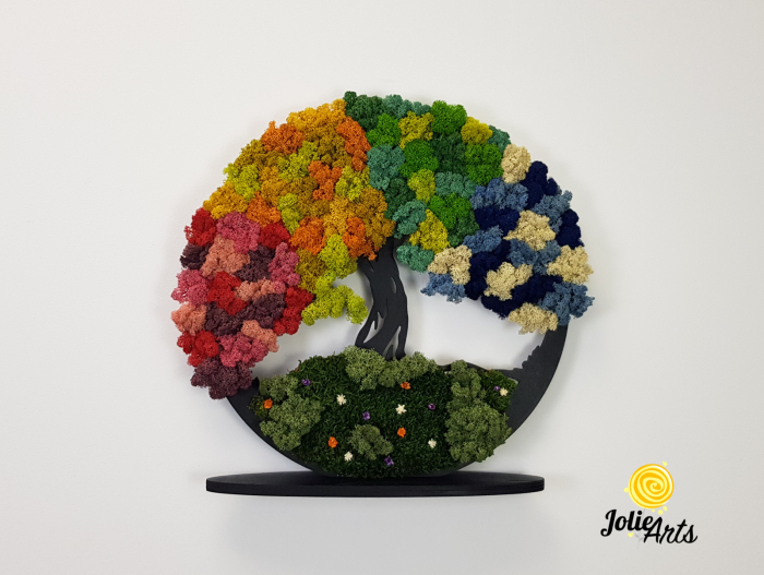 Copacul Vietii cu Suport, decorat cu licheni stabilizati colorati [4]