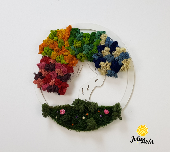 Copacul Vieții Multicolor – Suport Alb – Licheni Naturali Stabilizați [5]