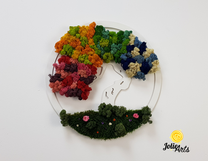 Copacul Vieții Multicolor – Suport Alb – Licheni Naturali Stabilizați [4]