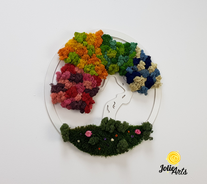 Copacul Vieții Multicolor – Suport Alb – Licheni Naturali Stabilizați [3]
