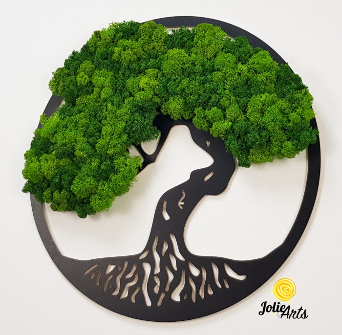 Copacul Vieții cu licheni stabilizați două nuanțe de verde – decor natural handmade [6]