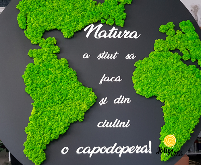 Harta lumii cu mesaj personalizat, decorata cu licheni naturali stabilizati [2]