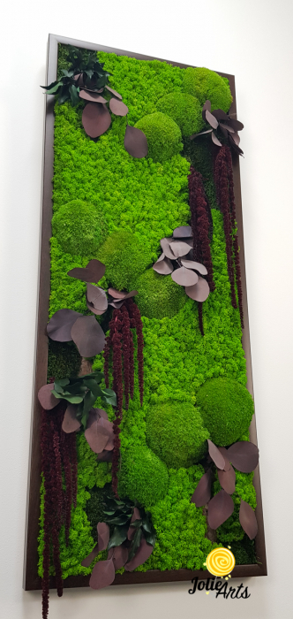 Tablou Amaranthus Burgundy Vertical cu licheni și mușchi bombat [6]