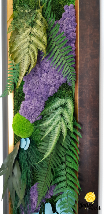 Tablou Model Amazon cu Inserții Purple – Licheni și Plante Stabilizate – Ramă Maro Patinat cu Inserții Aurii [5]
