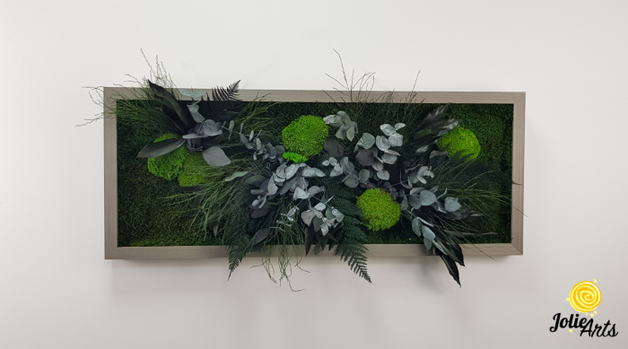 Tablou Green Day – Mușchi și Plante Naturale Stabilizate, Ramă Gri, Profil Lat [3]