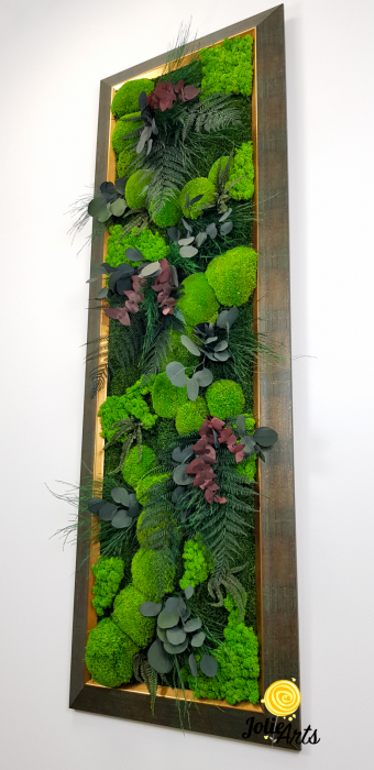 Tablou Island vertical – mușchi, licheni, plante stabilizate, ramă aurie [6]