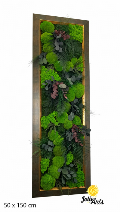 Tablou Island vertical – mușchi, licheni, plante stabilizate, ramă aurie [2]