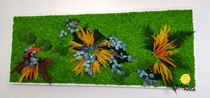 Tablou Color Nature – licheni, mușchi și plante stabilizate, ramă albă, 80 x 200 cm [6]