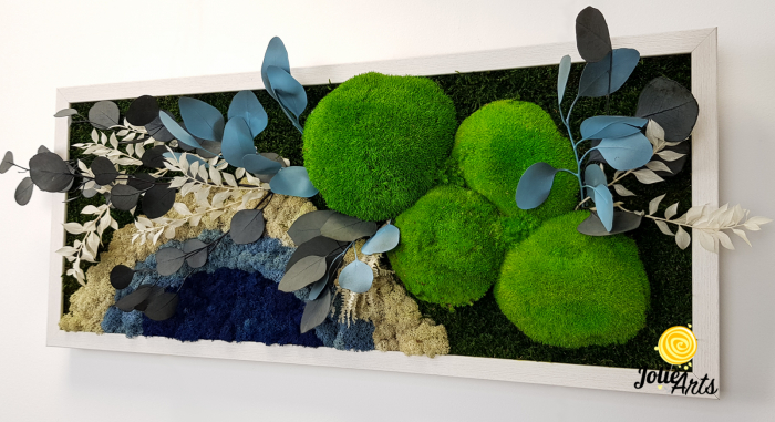 Tablou licheni, muschi si plante naturale stabilizate. Model Soare alb cu albastru, Jolie Arts, www.tablouriculicheni.ro-2 [5]