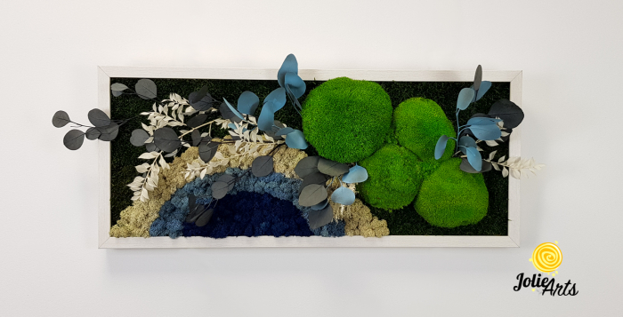 Tablou licheni, muschi si plante naturale stabilizate. Model Soare alb cu albastru, Jolie Arts, www.tablouriculicheni.ro-2 [3]