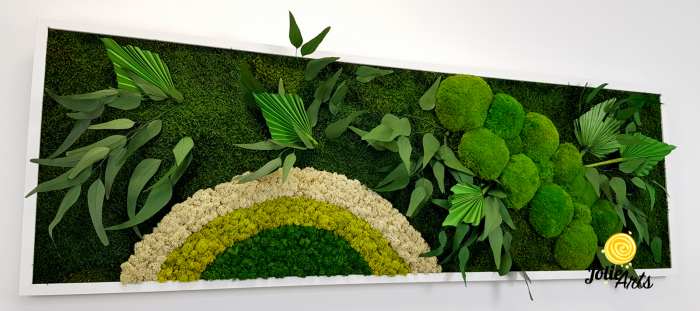 Tablou Soare cu Alb – licheni, mușchi stabilizați și plante naturale Jolie Arts [7]