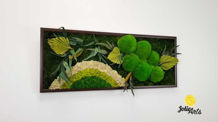 Tablou Soare cu Alb – licheni, mușchi stabilizați și plante naturale Jolie Arts [5]