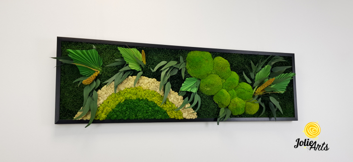 Tablou Soare cu Alb – licheni, mușchi stabilizați și plante naturale Jolie Arts [5]