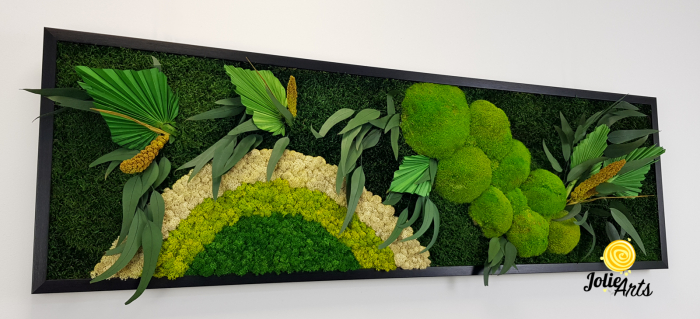 Tablou Soare cu Alb – licheni, mușchi stabilizați și plante naturale Jolie Arts [7]