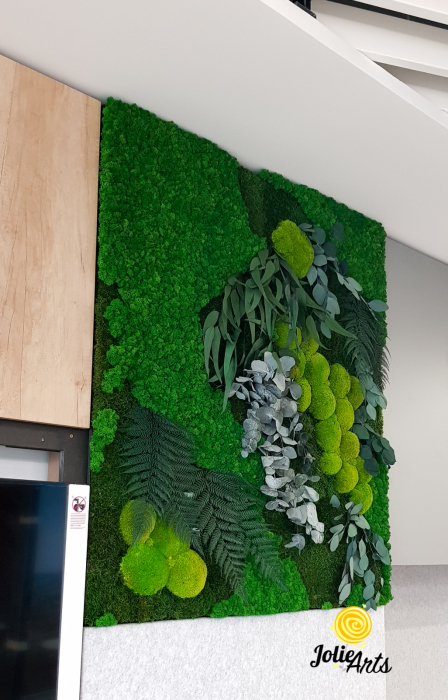 Tablou Green Flow – licheni, mușchi bombat și plante naturale, 80 x 100 cm ramă albă / 80 x 120 cm fără ramă [2]