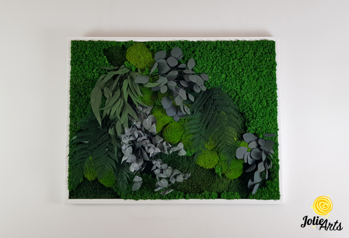 Tablou Green Flow – licheni, mușchi bombat și plante naturale, 80 x 100 cm ramă albă / 80 x 120 cm fără ramă [3]