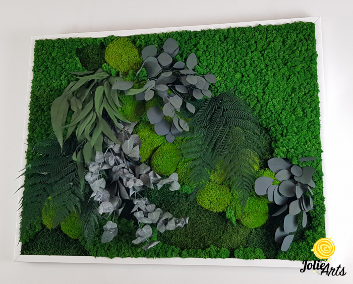 Tablou Green Flow – licheni, mușchi bombat și plante naturale, 80 x 100 cm ramă albă / 80 x 120 cm fără ramă [4]