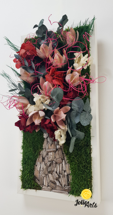 Pink Flower Vase, Plante Naturale Stabilizate si Muschi de Padure [4]
