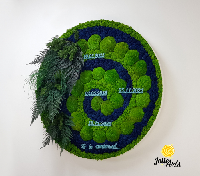 Rama Rotunda, Mesaj Personalizat, Decorata cu Licheni, Muschi si Plante Naturale Stabilizate [3]