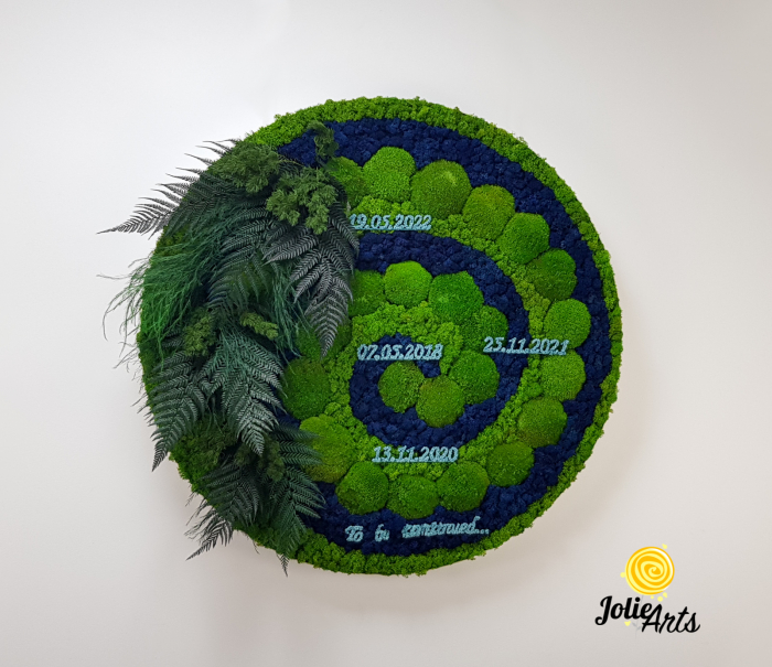 Rama Rotunda, Mesaj Personalizat, Decorata cu Licheni, Muschi si Plante Naturale Stabilizate [2]