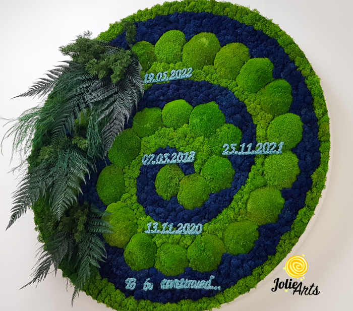 Rama Rotunda, Mesaj Personalizat, Decorata cu Licheni, Muschi si Plante Naturale Stabilizate [5]