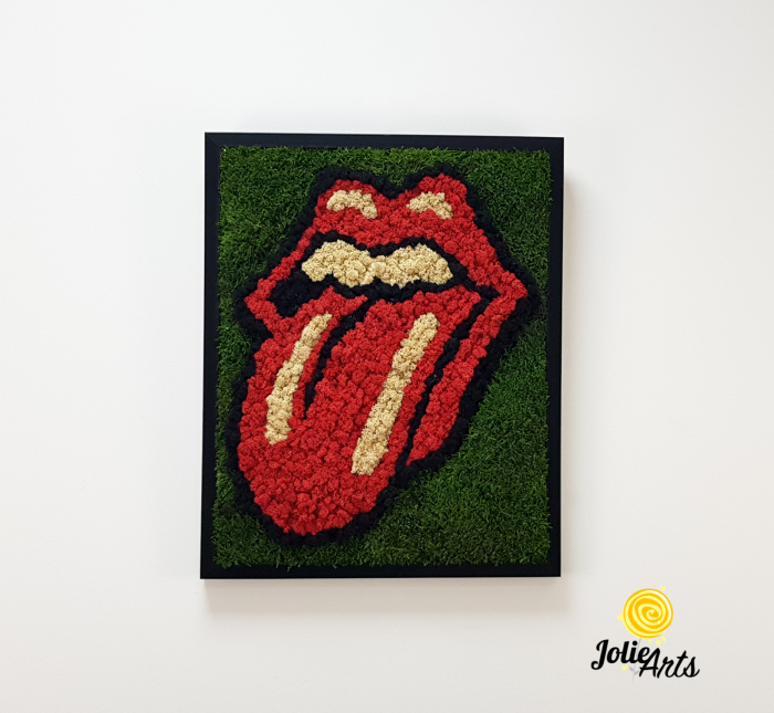 Rolling Stones Logo cu licheni si muschi naturali stabilizati [3]