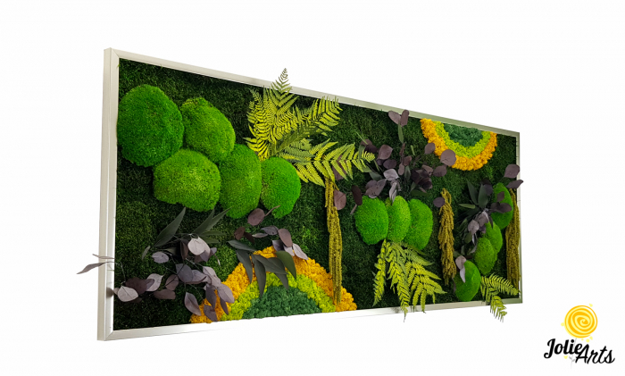 Tablou licheni, muschi si plante naturale stabilizate Jolie Arts, Model Curcubeu Galben [1]