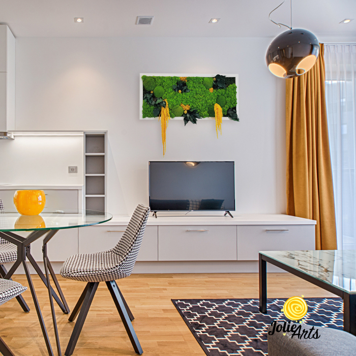 Tablou Amaranthus Galben natural cu licheni și mușchi bombat [2]