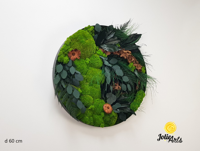 Tablou Round Green cu licheni și mușchi stabilizați, ramă rotundă Jolie Arts [2]