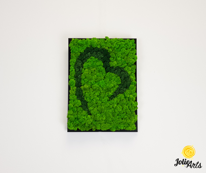 Tablou licheni naturali stabilizați, model Inimă Stilizată Jolie Arts, două nuanțe de verde [3]